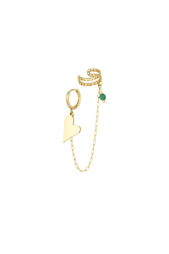 Oorbel & earcuf 'heart'