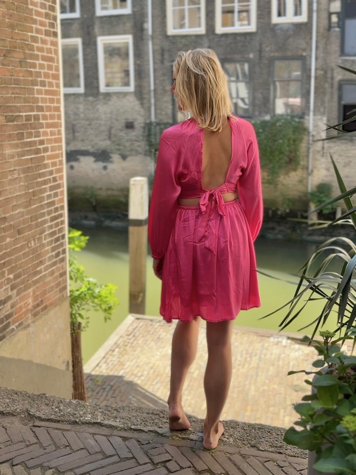 Robin - satin jurk roze