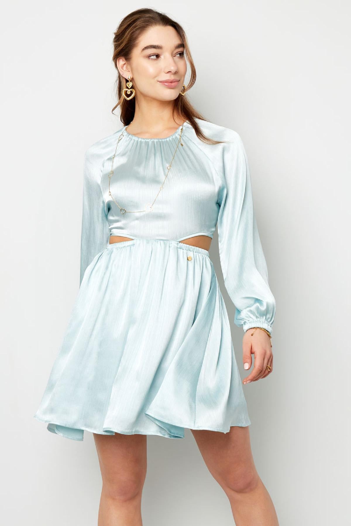 Robin - satin jurk blauw