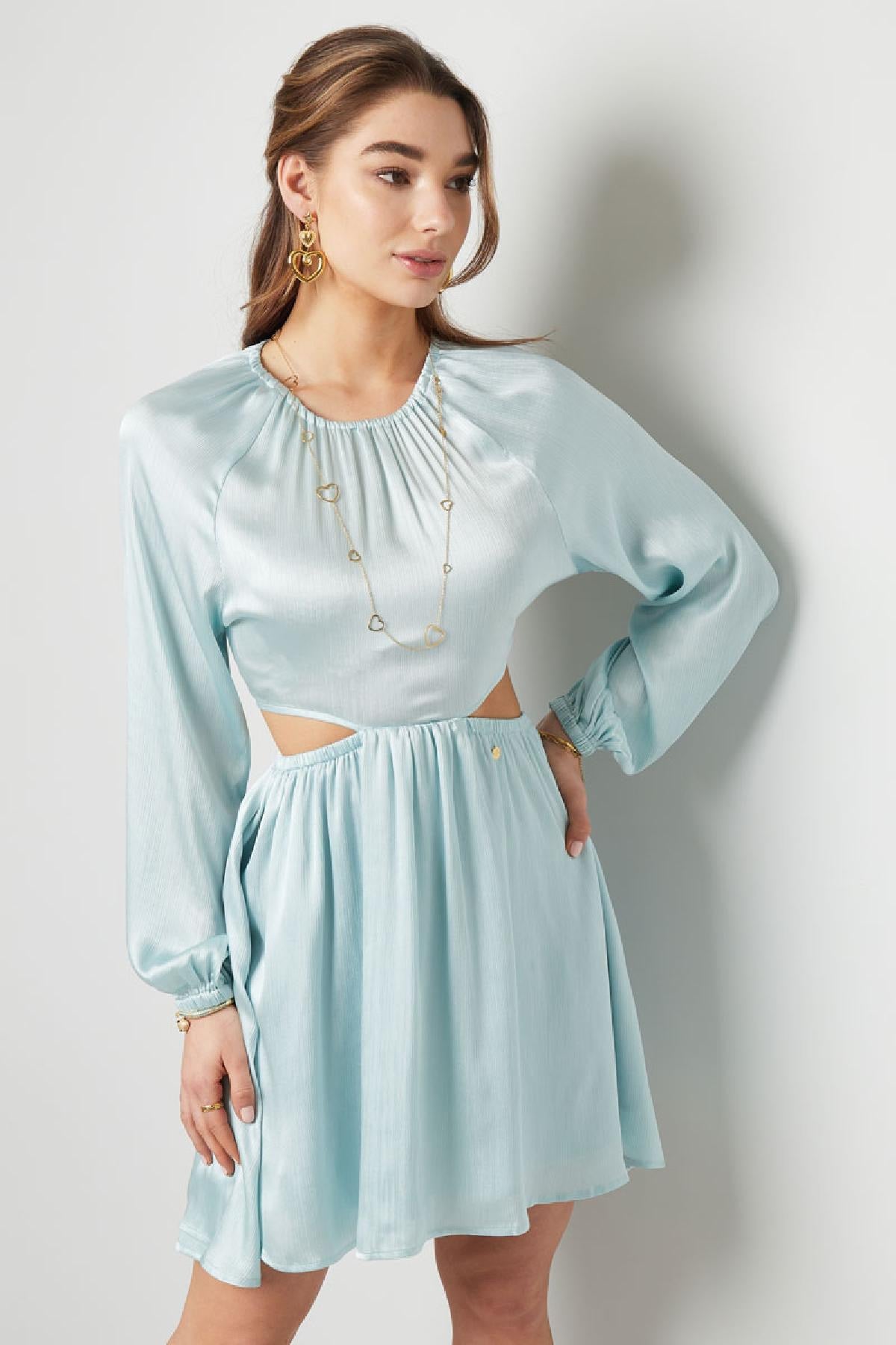 Robin - satin jurk blauw