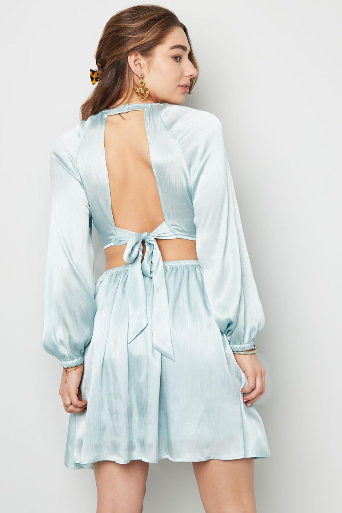 Robin - satin jurk blauw